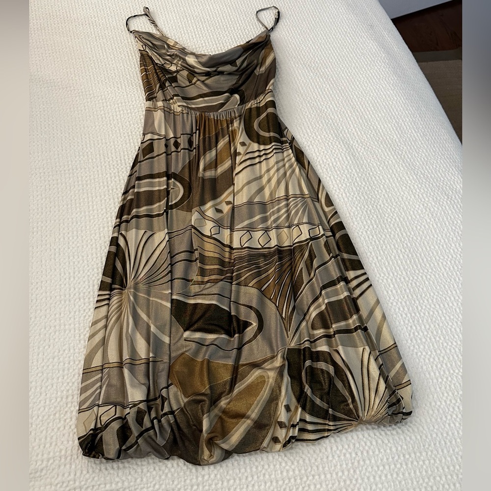 Metallic midi. bubble dress spaghetti straps SZ Small. Great for holidays!